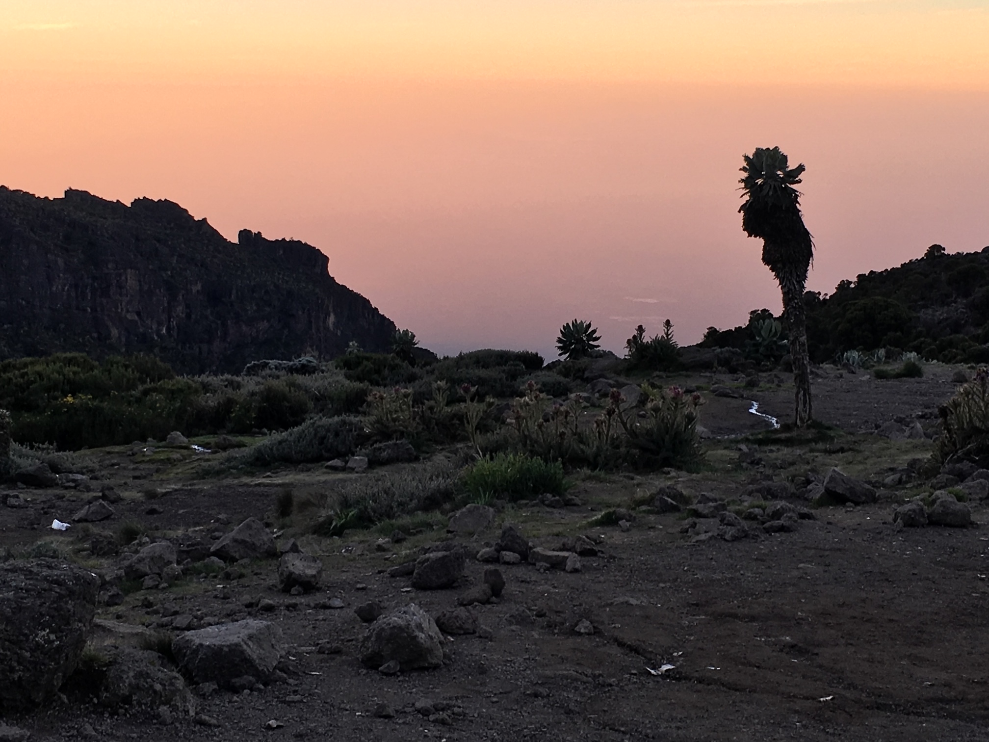 Sunset in the Barranco Camp on Kilimanjaro
