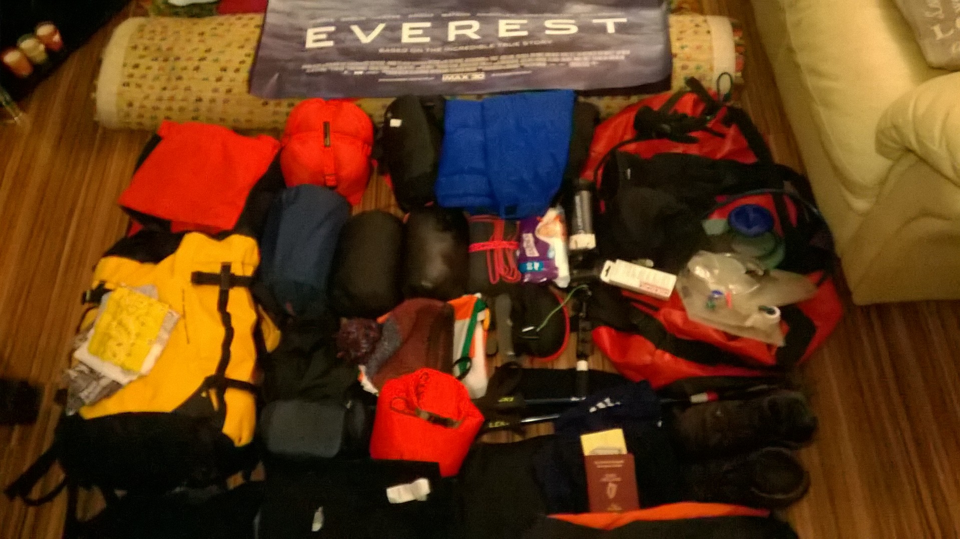 My kit for Everest base camp