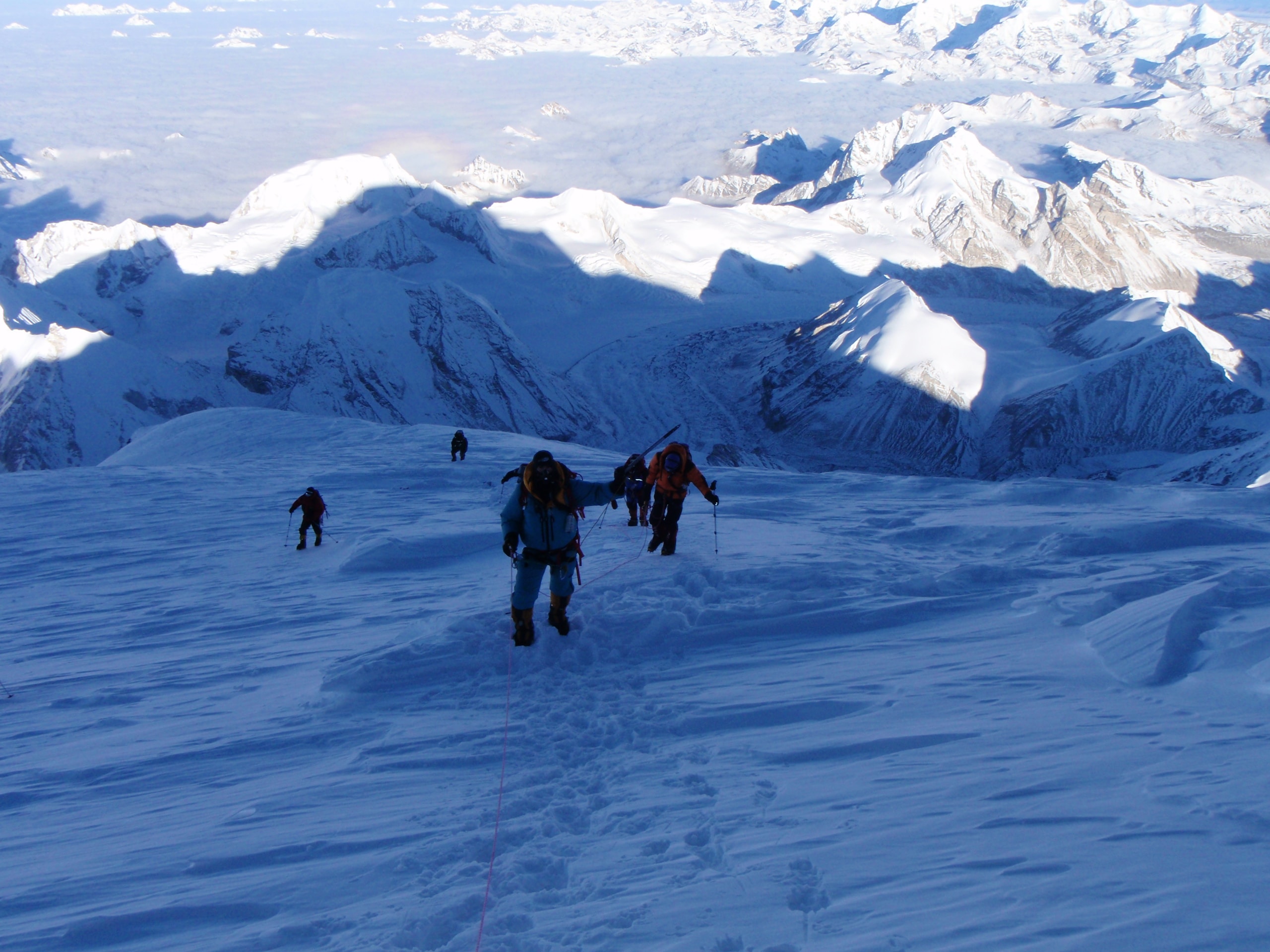 The final slope to the summit of Cho Oyu