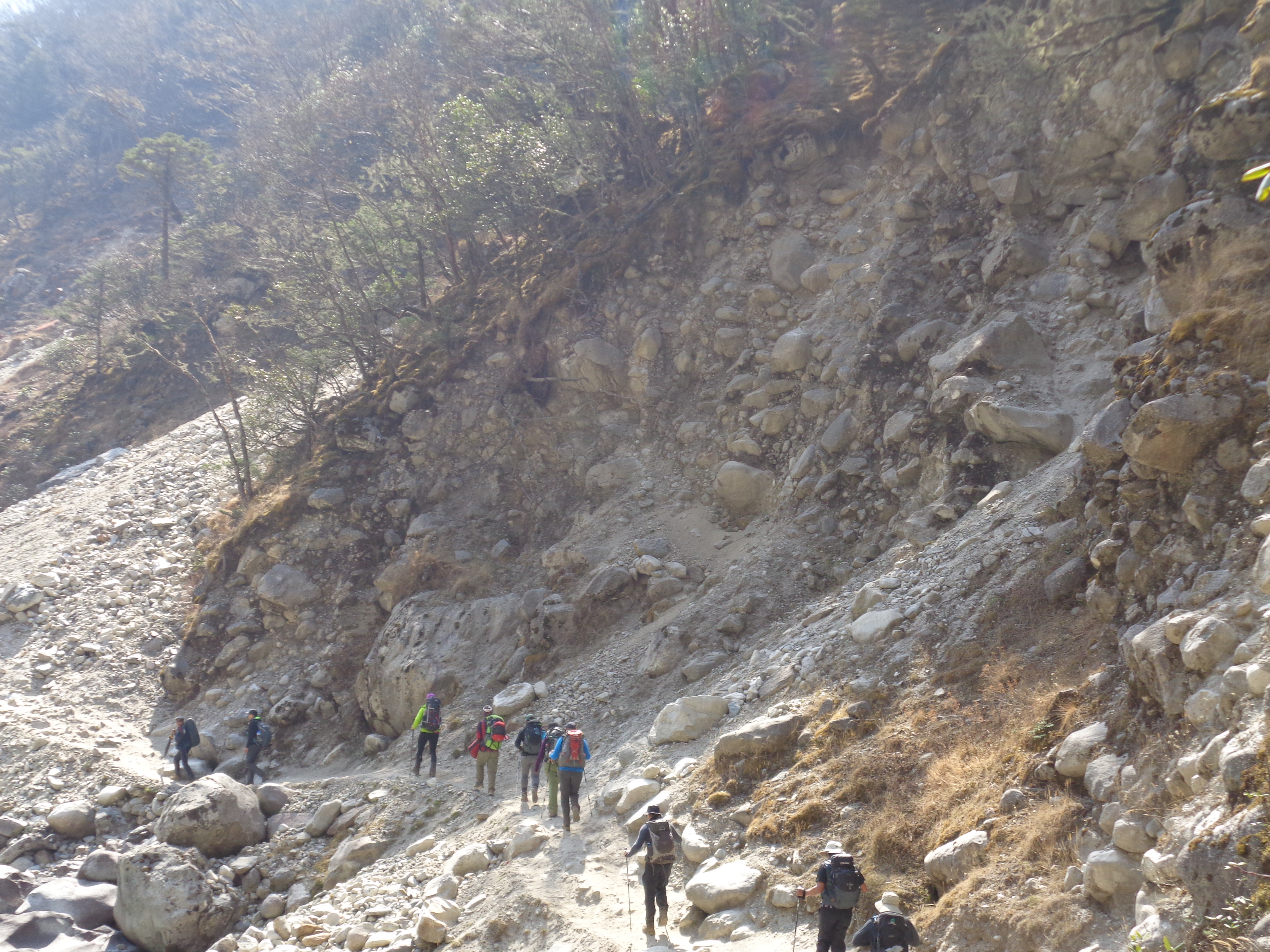 Dangerous landslide area on the Everest trek 