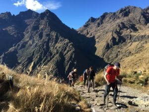 Walking up to the Second Pass on the Inca Trail to Machu Picchu