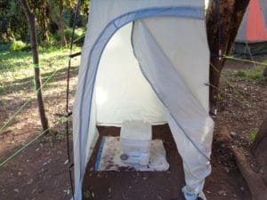 One of our Toilet Tents on Kilimanjaro for your Comfort