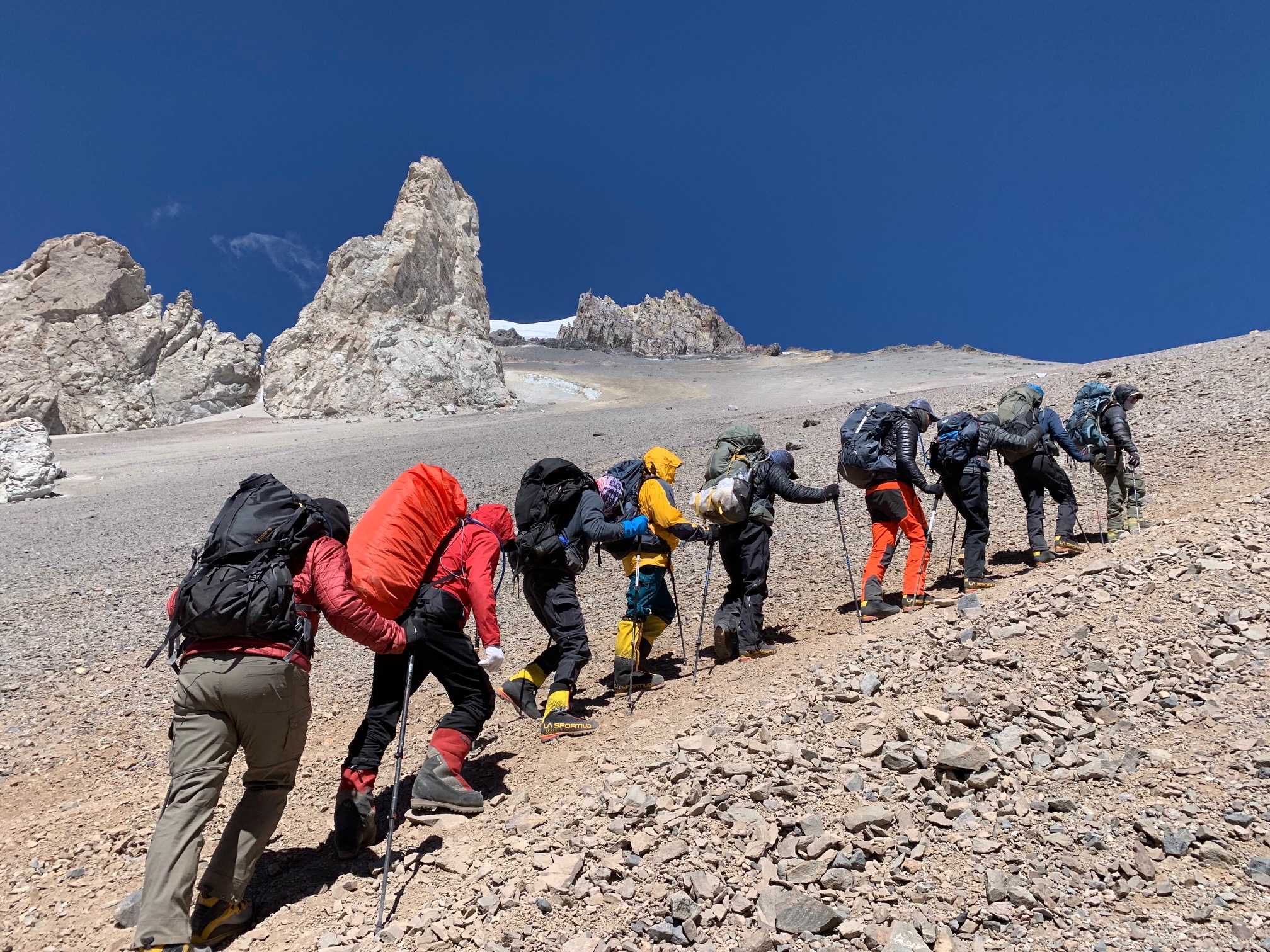 Hiking up to Camp 2 on Aconcagua