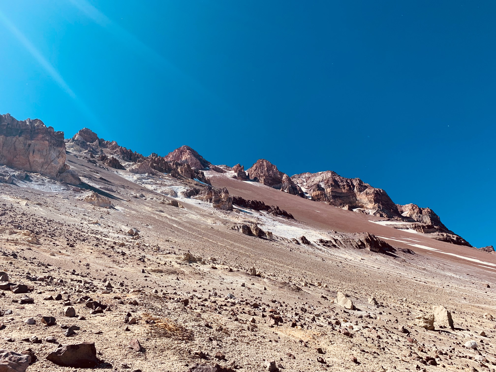 Looking up to the summit of Aconcagua
