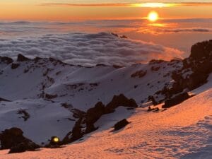 The sun rises over Kilimanjaro