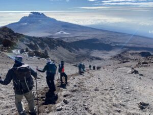 Steep descent down Kilimanjaro