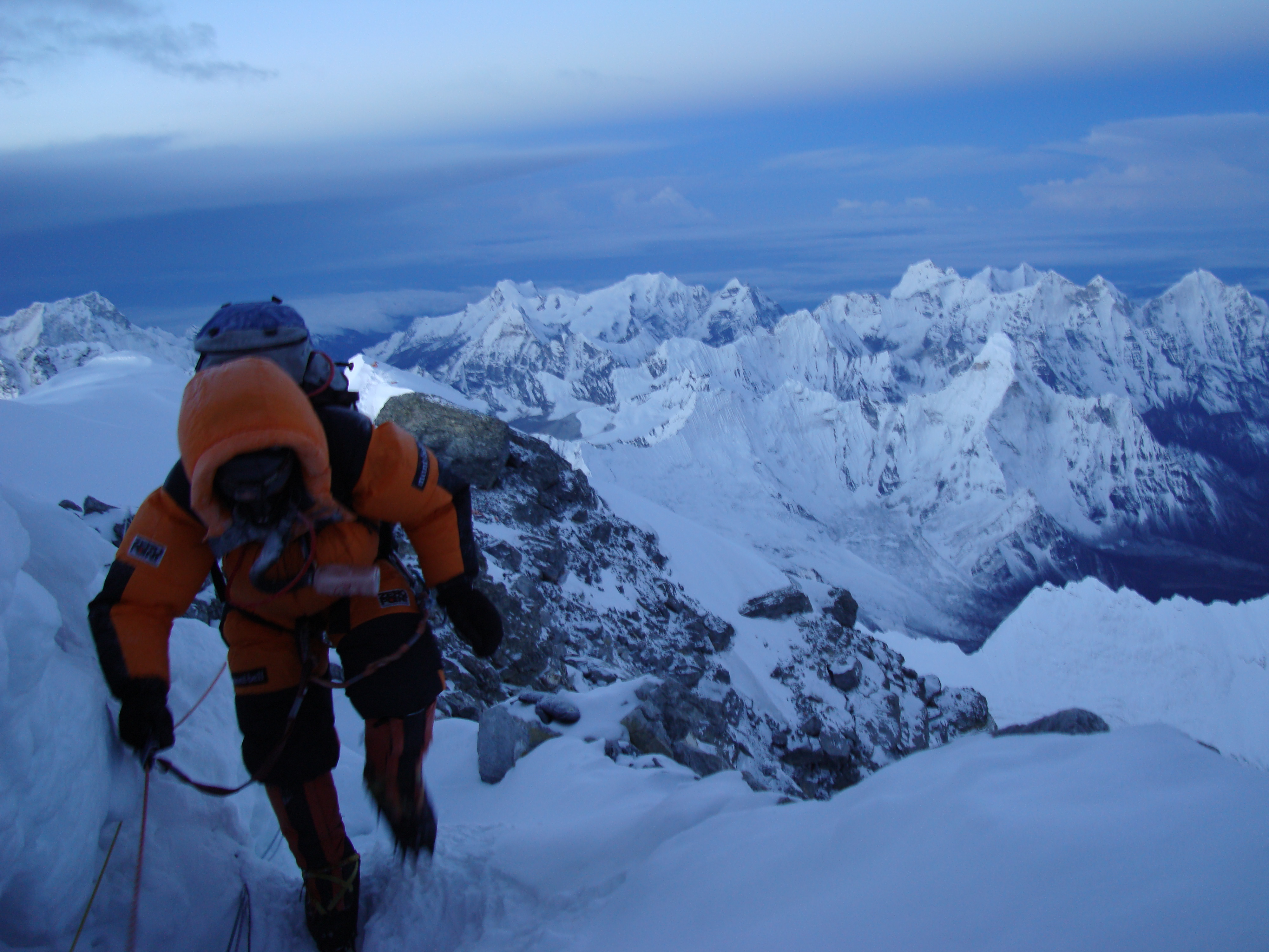 Summit ridge on Mount Everest 