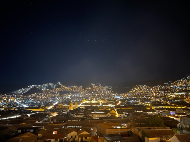 The ciity of Cusco by night