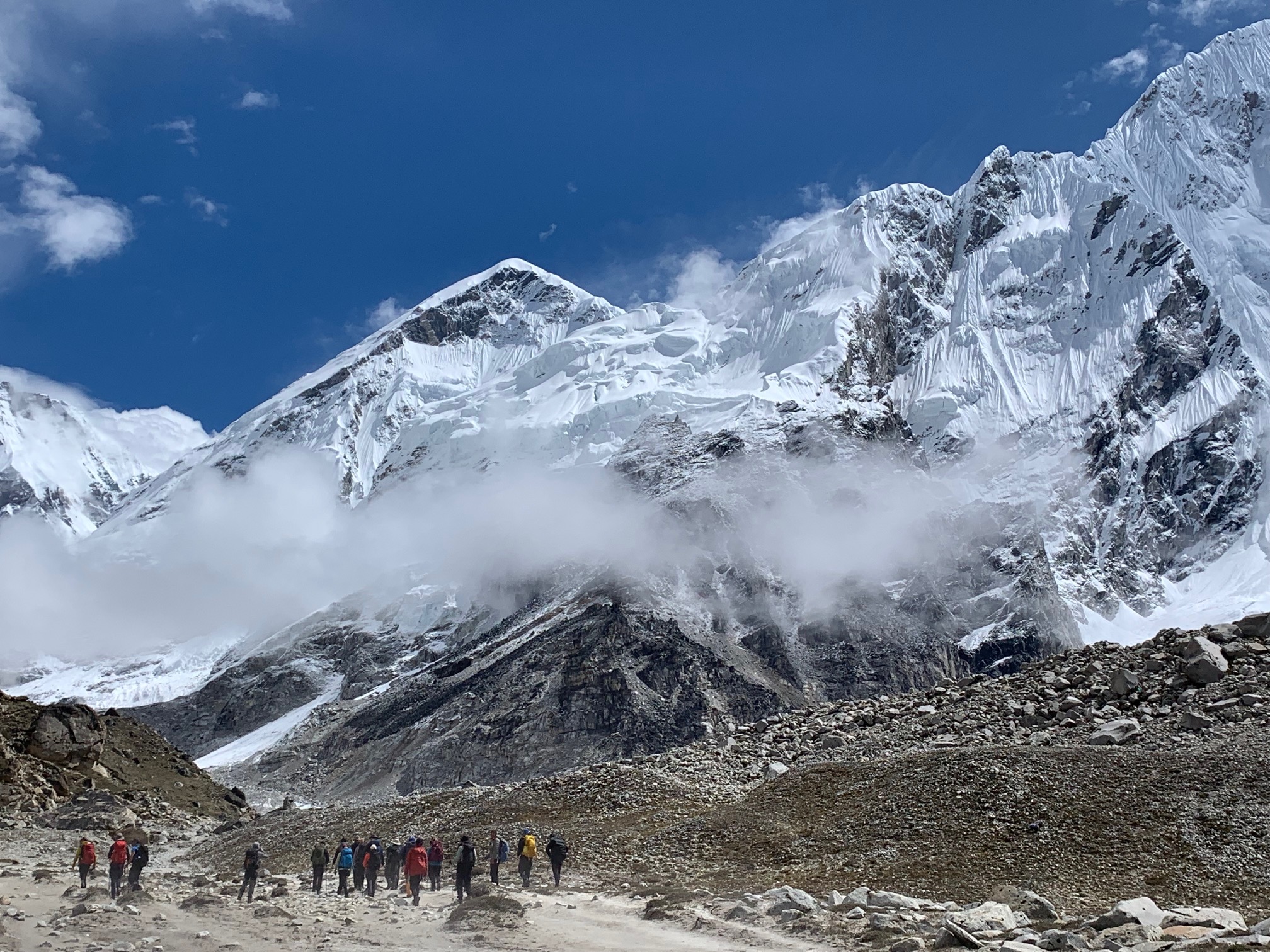 Trekking into Everest Base Camp.